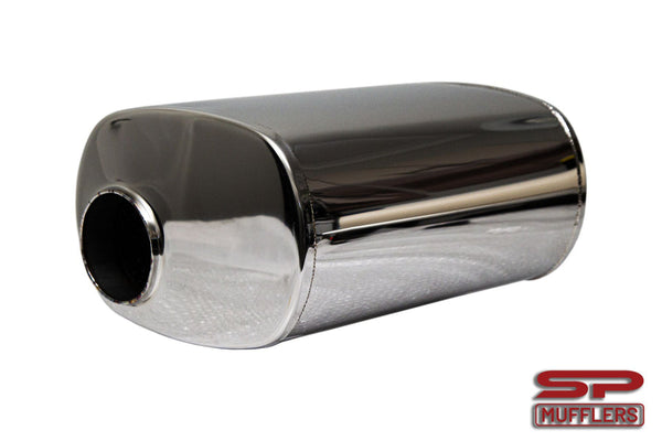 3" (76mm) In/Out Muffler Oval - O/C LH 10" x 7" - 14" Long | 304 Stainless Steel (Copy)
