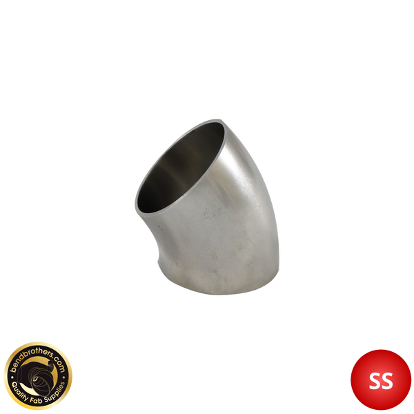 2.25" (57mm) 304 Stainless Steel 45° Elbow - 1.2D Radius - 1.6mm Wall