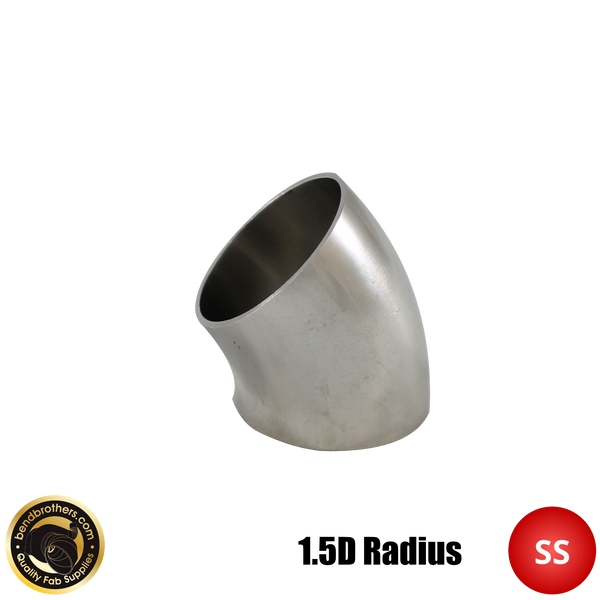 2.25" (57mm) 304 Stainless Steel 45° Elbow - 1.5D Radius - 1.6mm Wall