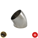 3" (76mm) 304 Stainless Steel 45° Elbow - 1.2D Radius - 1.6mm Wall