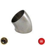 3.5" (89mm) 304 Stainless Steel 45° Elbow - 1.2D Radius - 1.6mm Wall - Unprepped