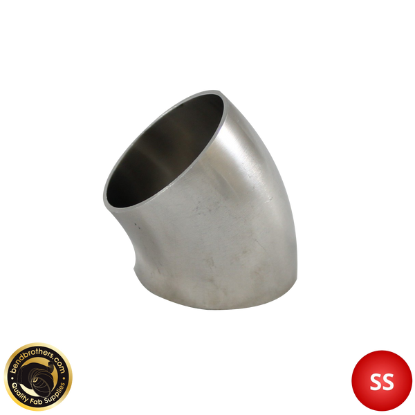 3.5" (89mm) 304 Stainless Steel 45° Elbow - 1.2D Radius - 1.6mm Wall - Unprepped