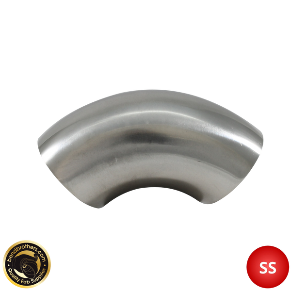 3.5" (89mm) 304 Stainless Steel 90° Elbow - 1.2D Radius - 1.6mm Wall - Unprepped