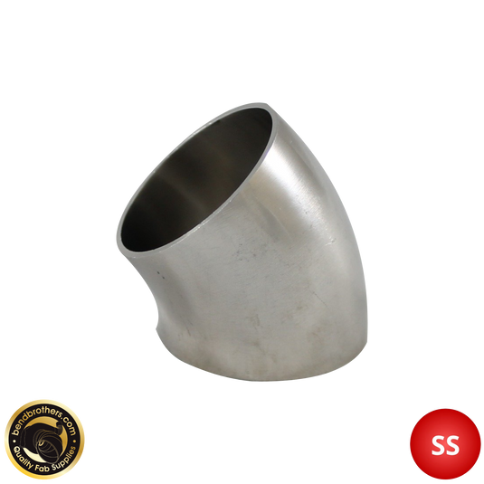 4" (101mm) 304 Stainless Steel 45° Elbow - 1.2D Radius - 1.6mm Wall