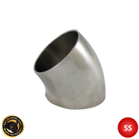 4" (101mm) 304 Stainless Steel 45° Elbow - 1.2D Radius - 1.6mm Wall - Unprepped