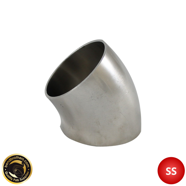 4" (101mm) 304 Stainless Steel 45° Elbow - 1.2D Radius - 1.6mm Wall - Unprepped